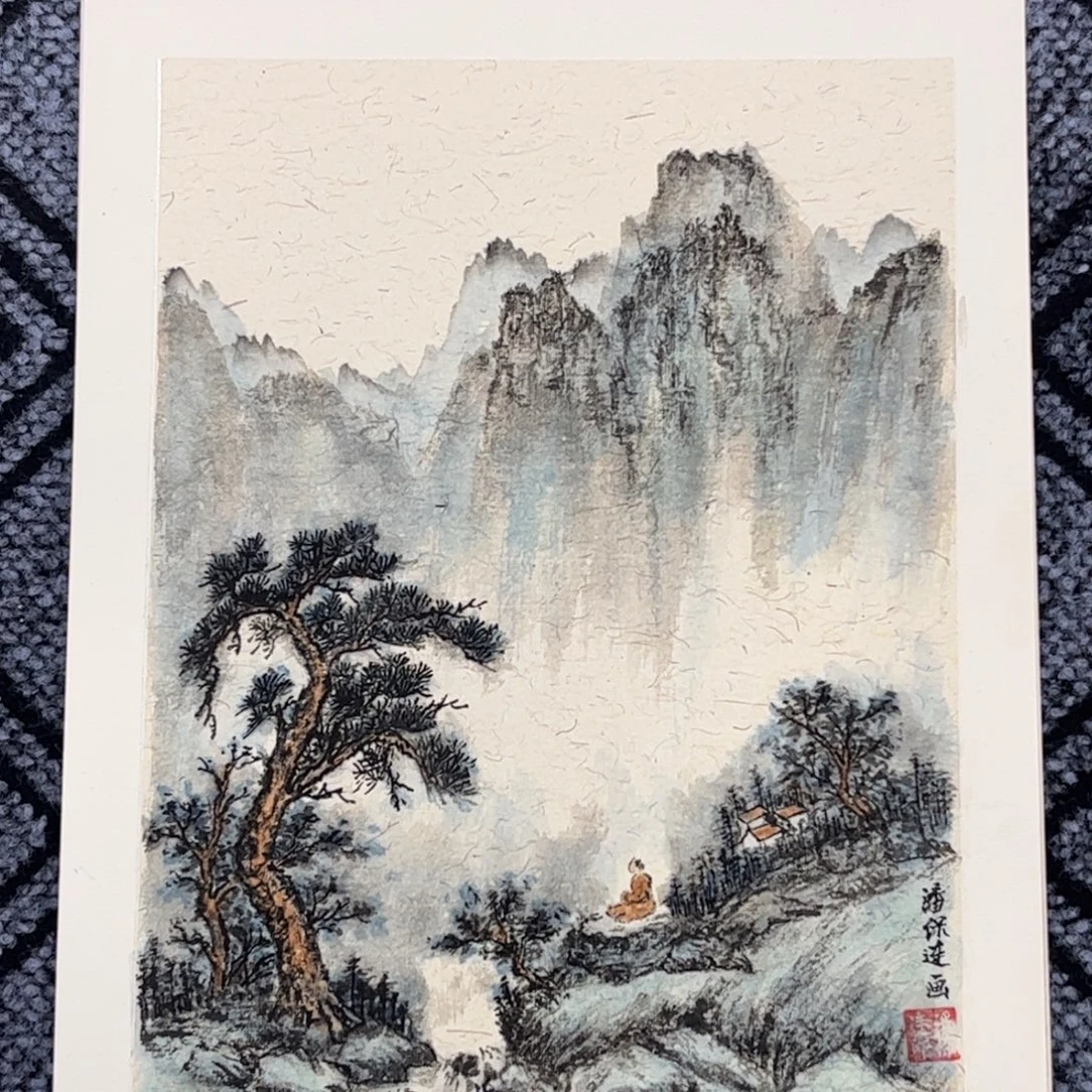 国画硬卡山水作品m