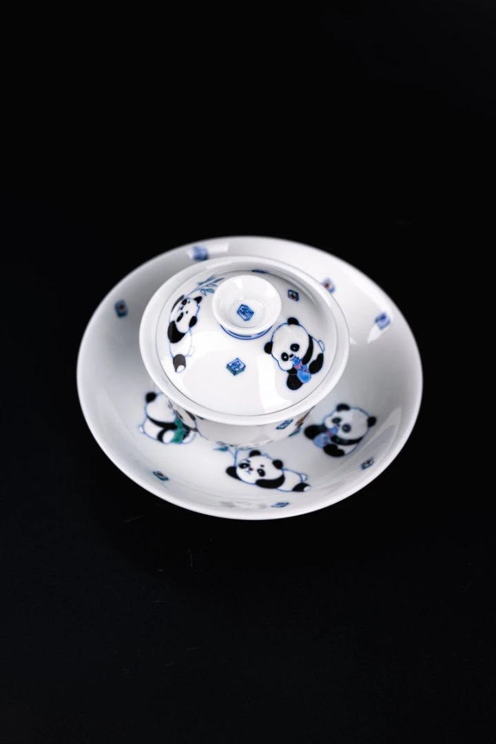 熊猫三才盖碗家用功夫茶具可爱泡茶碗茶杯