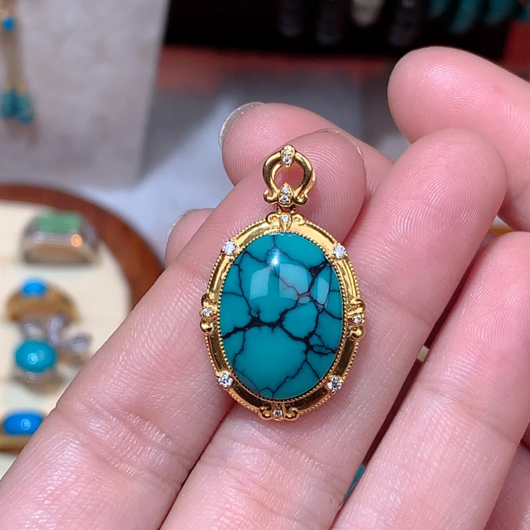 绿松石珠宝奇石18K金镶嵌