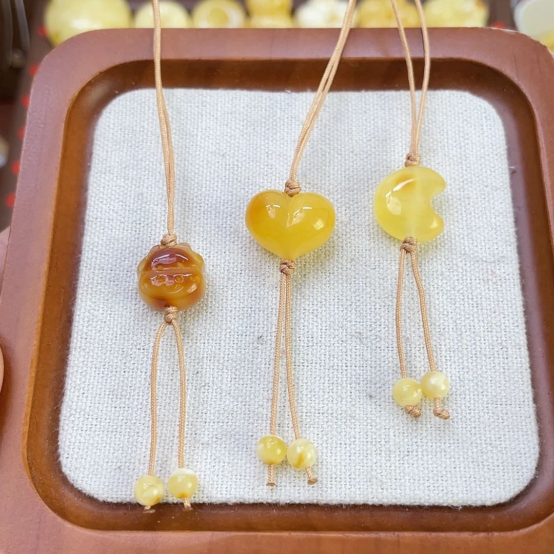 琥珀未镶嵌珠宝奇石手机挂