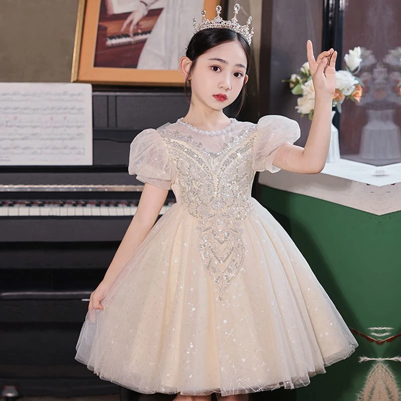 儿童女礼服公主裙高端轻奢小众女童主持人钢琴演奏花童婚礼小女孩