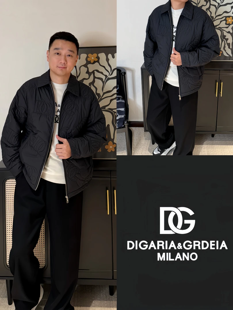 DG迪噶雅《国际行》25秋冬男士老花刺绣痞帅翻领微宽松休闲夹克棉衣