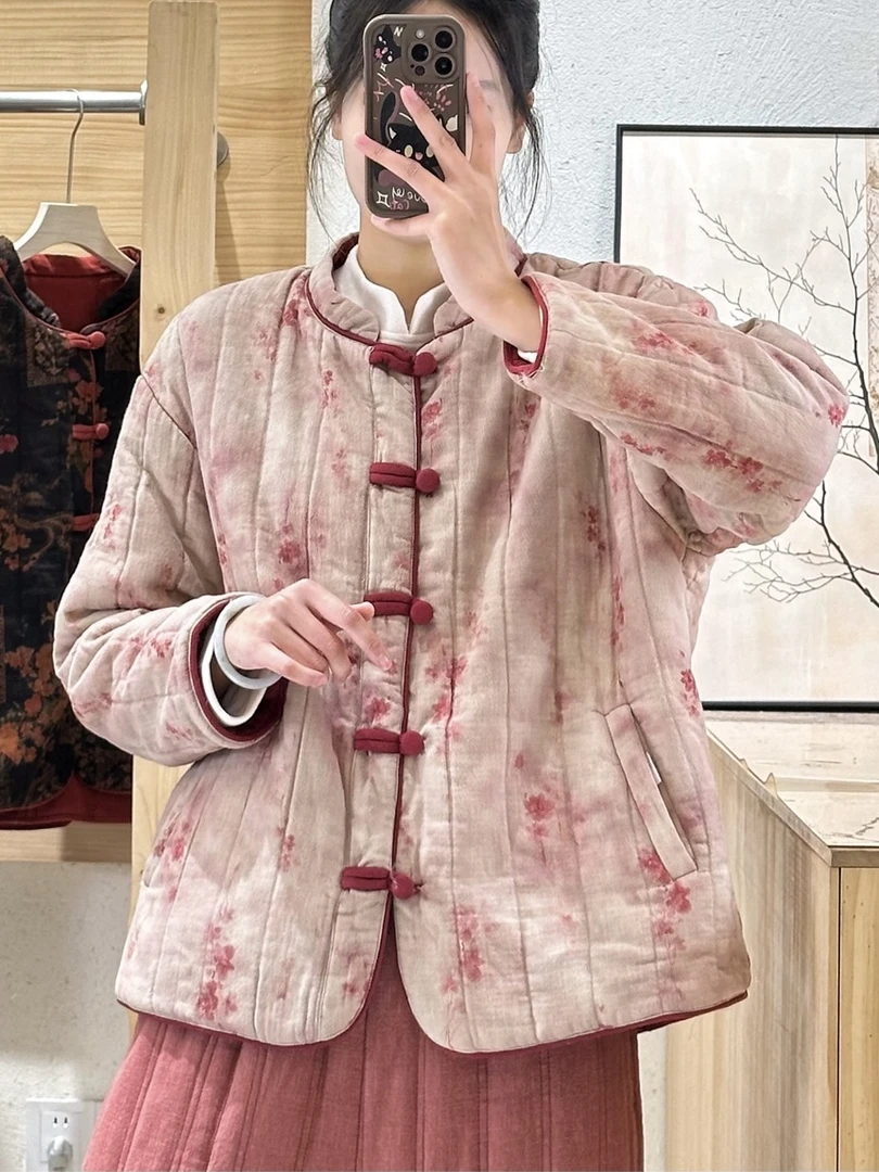 【福气满满】国风棉麻双面双穿冬季加厚棉服棉袄外套宽松显瘦夹棉