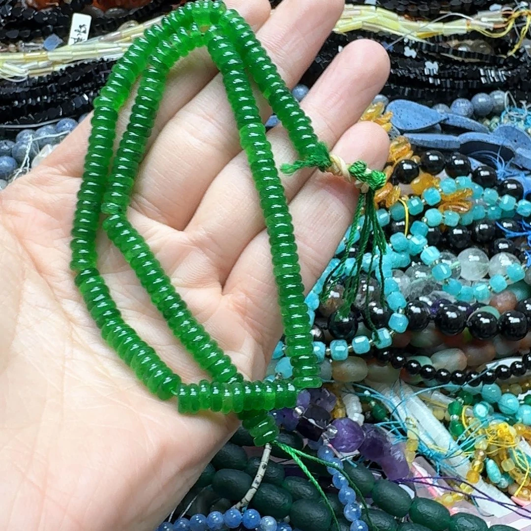 玛瑙/玉髓合金珠宝半成品一条6mm干青算盘