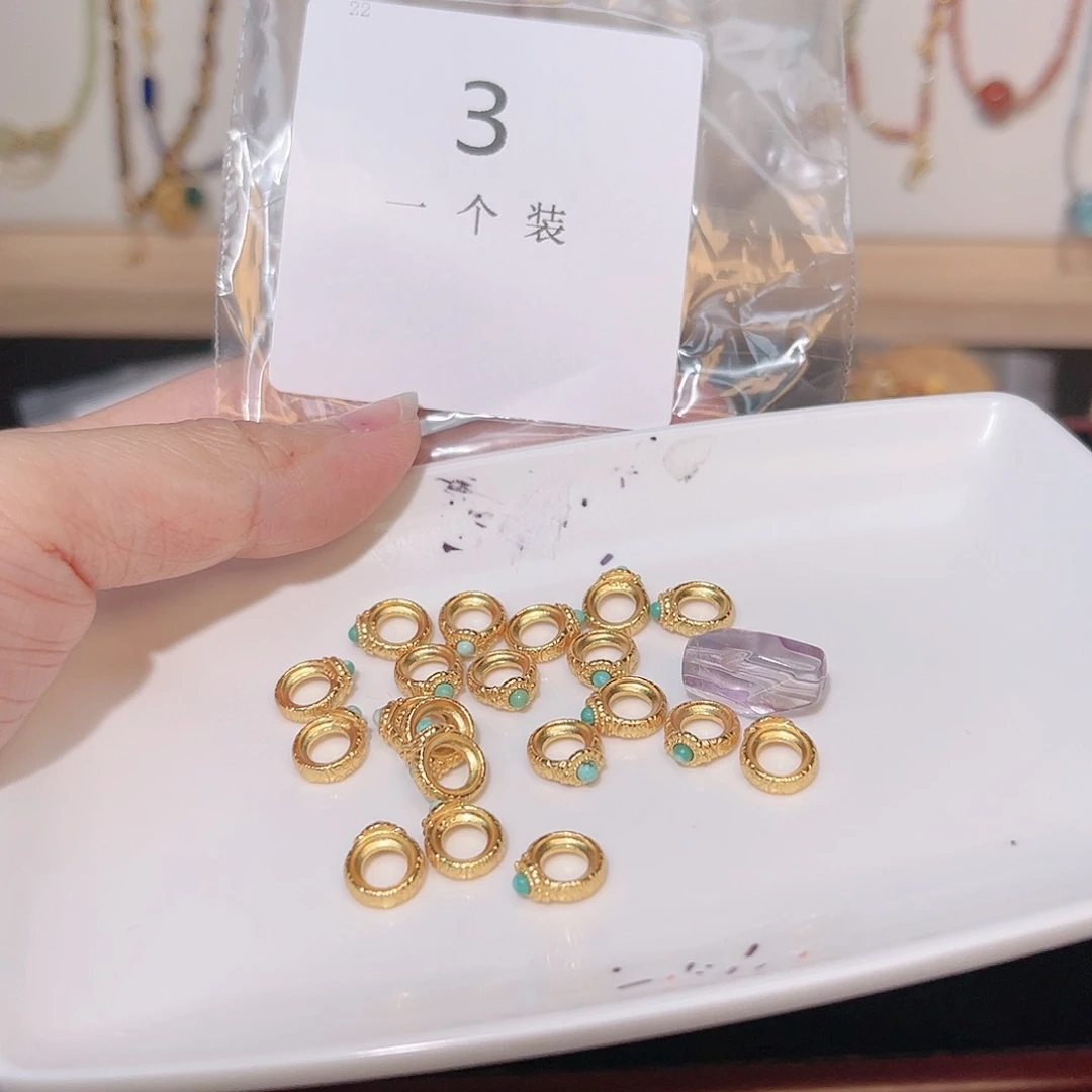 水晶珠宝半成品银S925镀金镶嵌3