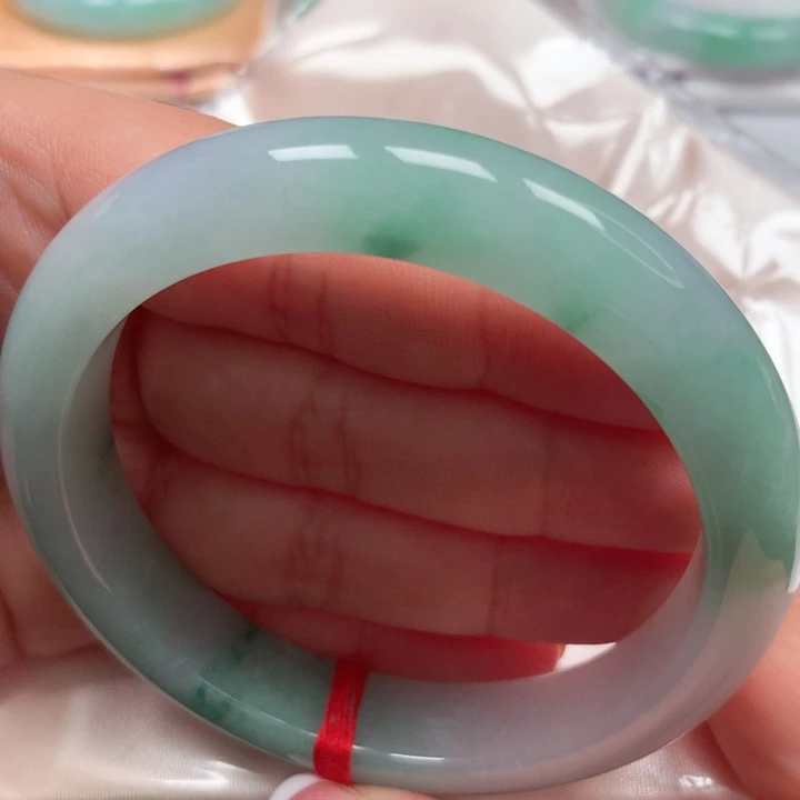 翡翠手镯未镶嵌冰胶绿花12