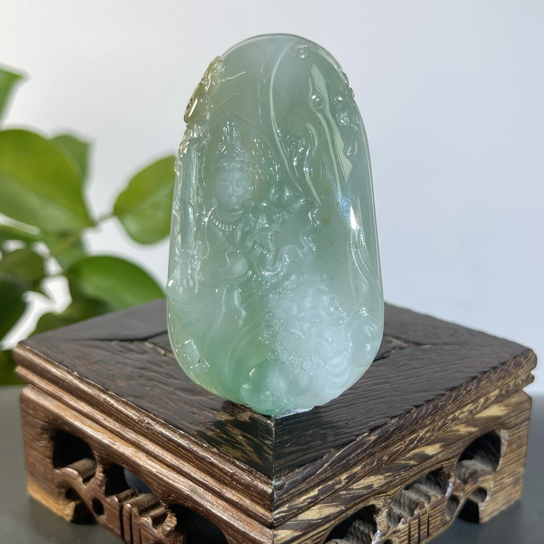 JXA30-176  天然缅甸A货翡翠  文殊