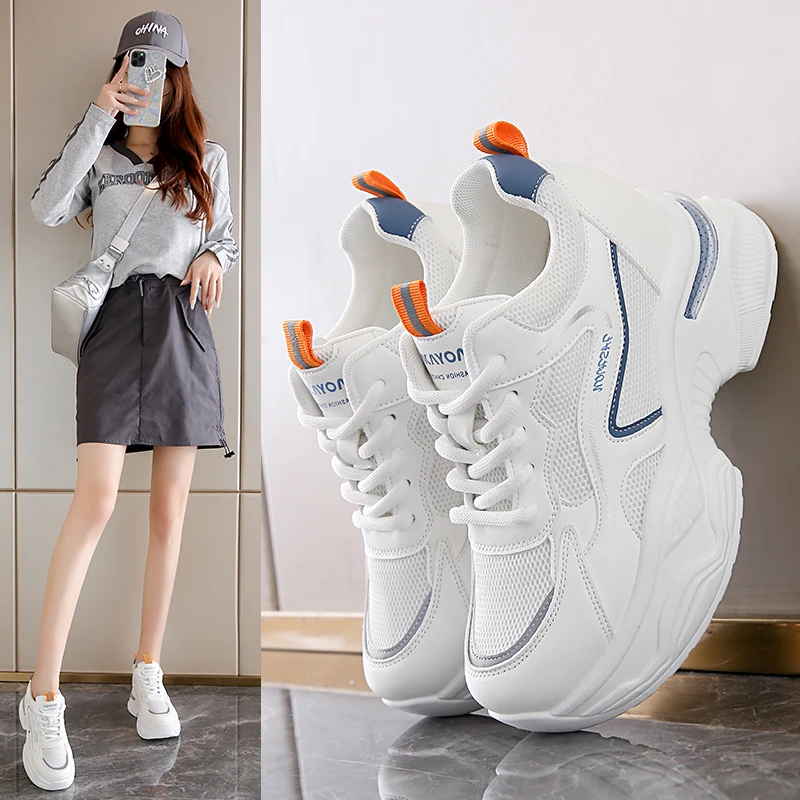 新款双网增高运动老爹鞋女鞋ins轻便舒适百搭小个子爆款透气学生