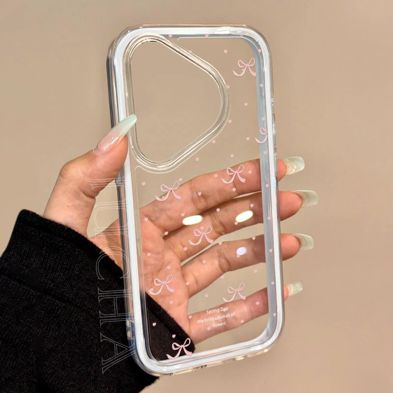 爱心蝴蝶结适用华为pura80pro+手机壳高级感小众HUAWEIpura70透明