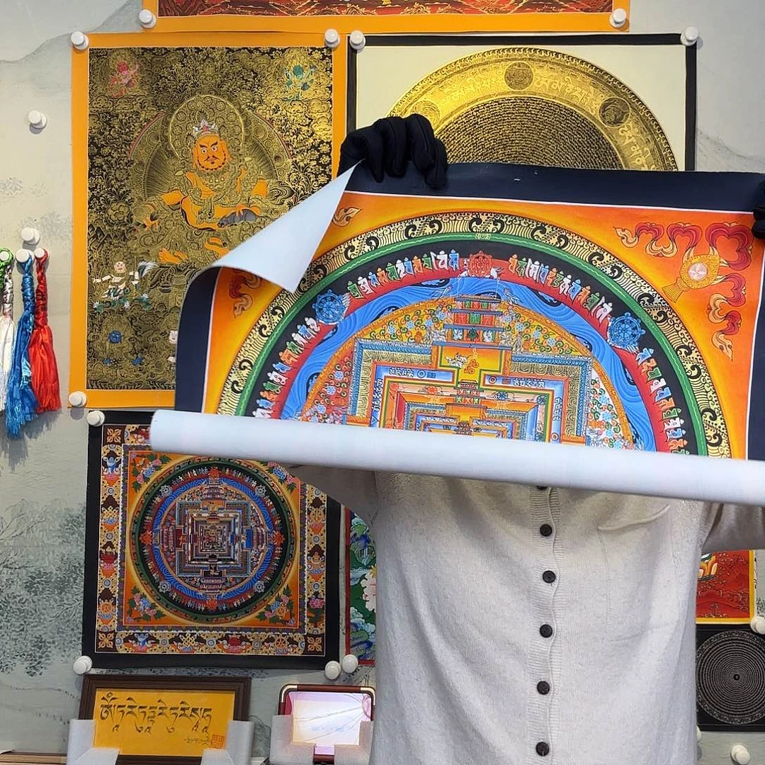 卷轴画纯手绘坛城唐卡50厘米左右