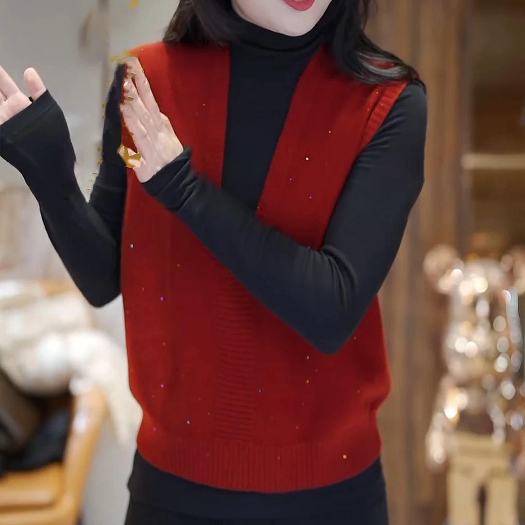 【七彩树】秋冬加厚保暖百搭休闲V领无袖马甲LK2501218