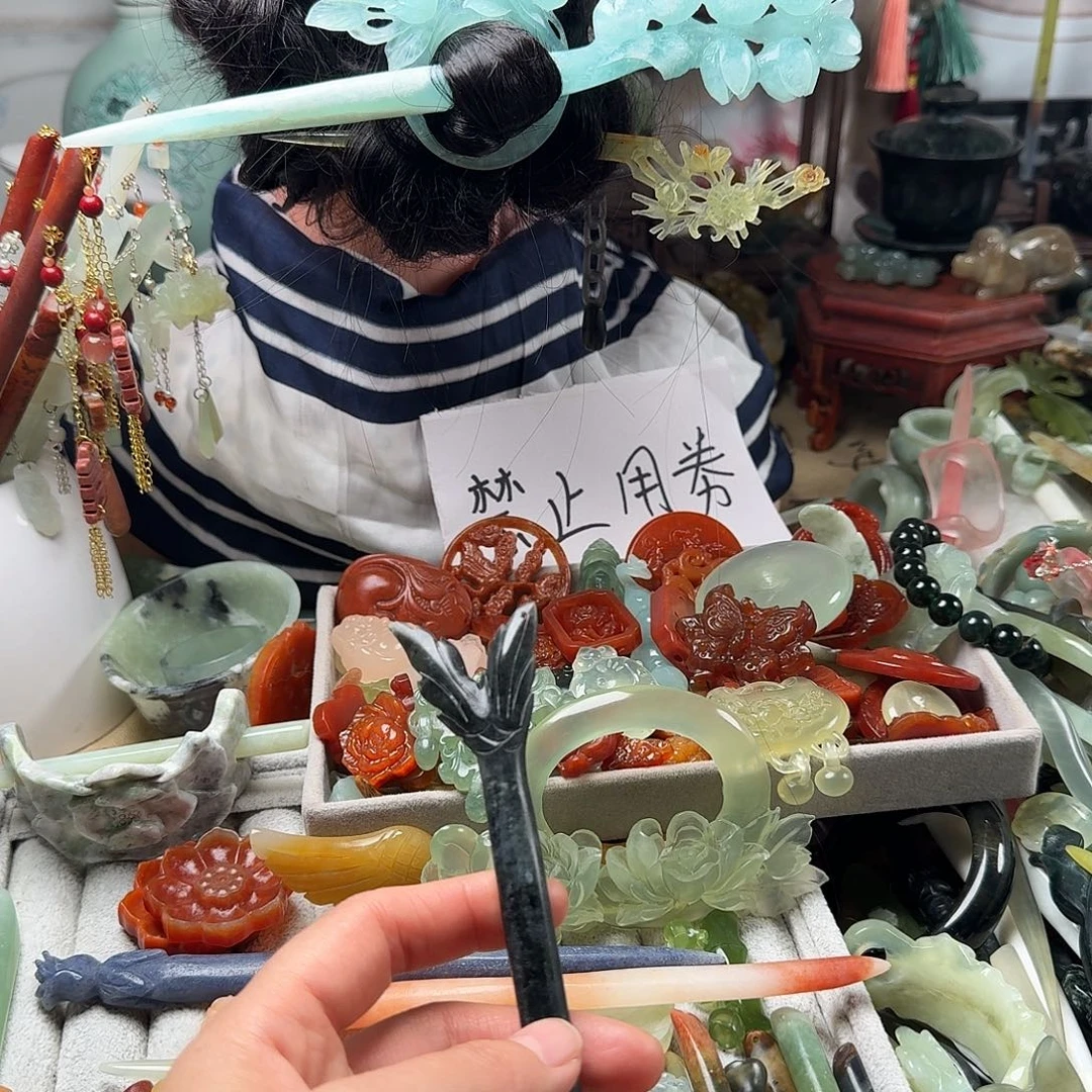 蛇纹石玉合金发饰