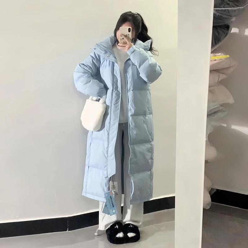 羽绒服女中长款2025新款冬季连帽加厚白鸭绒高端保暖外套情侣韩版