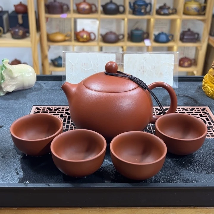 紫砂紫砂朱泥大西施（一壶四杯）