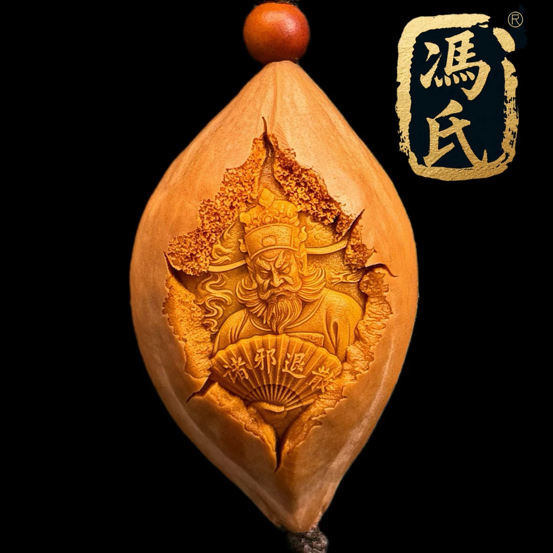 橄榄核【钟馗】单粒，2.0尺寸，穿配好发货