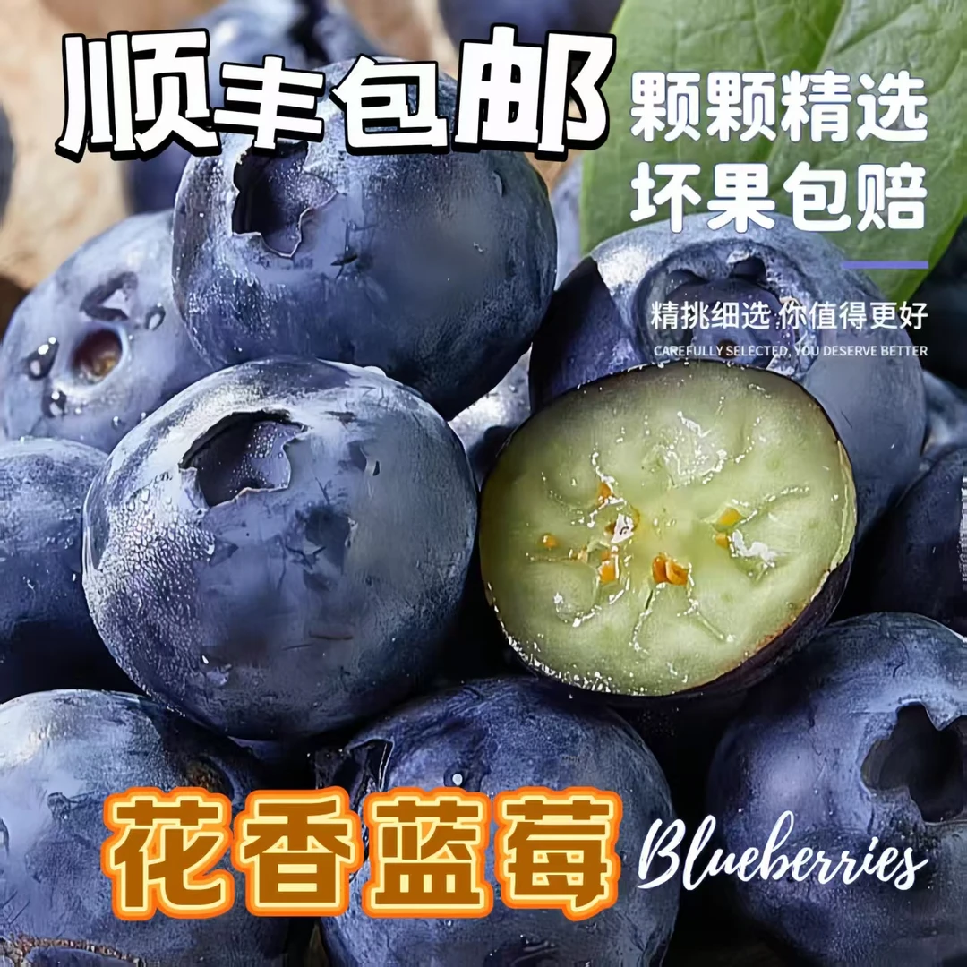 顺丰包邮新鲜现摘蓝莓脆甜花香应季水果宝妈孕妈孩子辅食100克/盒