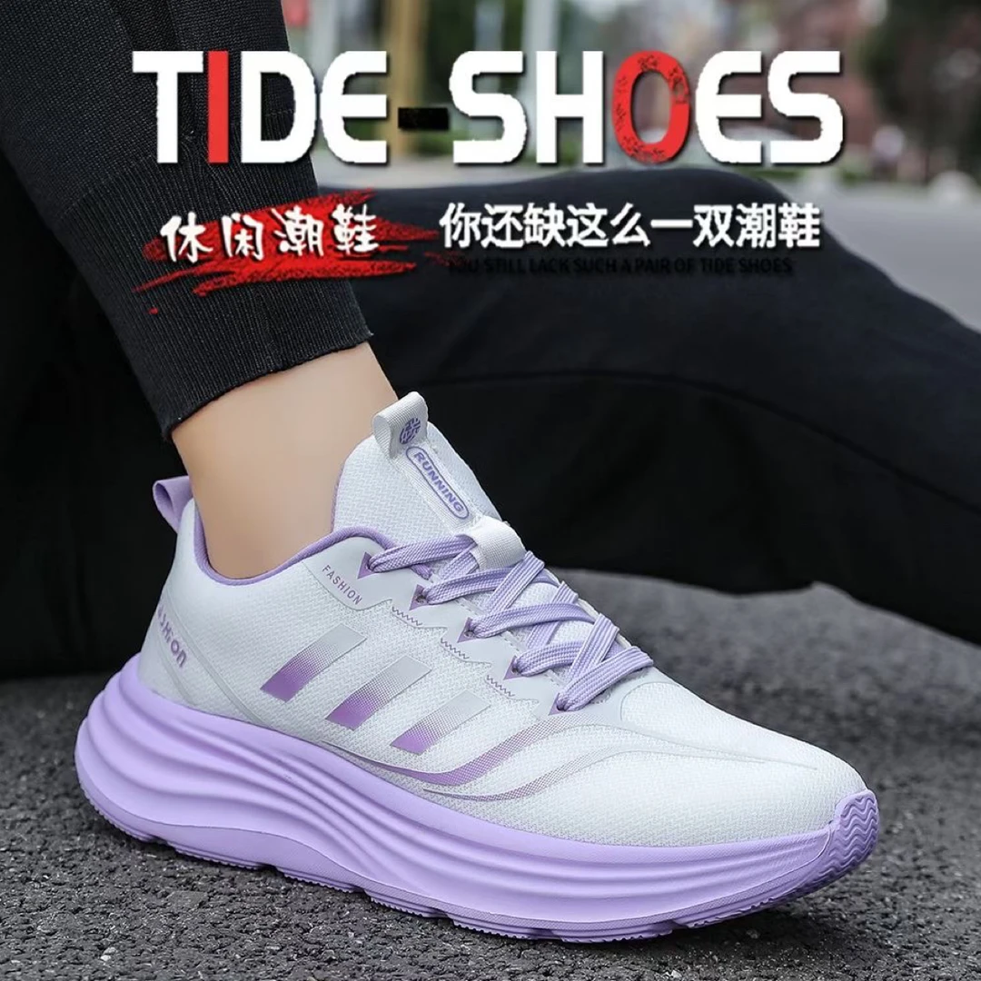 透气休闲健步男爆米花系带跑步鞋休闲鞋子潮鞋时尚舒适百搭女士