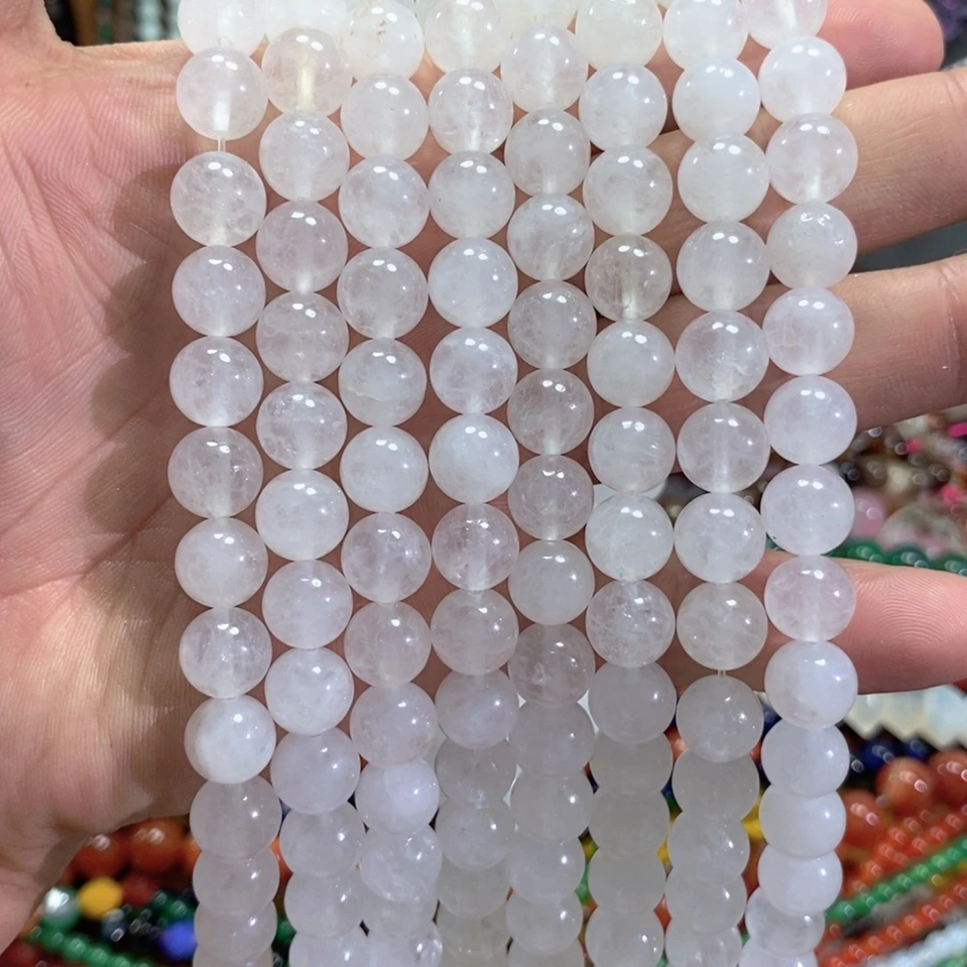 未镶嵌玛瑙/玉髓珠宝半成品天然雪花幽灵一条卡10mm