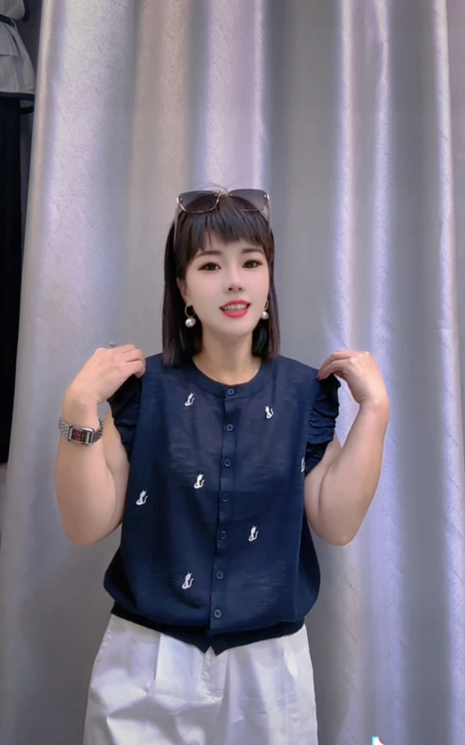 薄款夏季慵懒风无袖圆领毛针织衫上衣衬衫设计师洋气