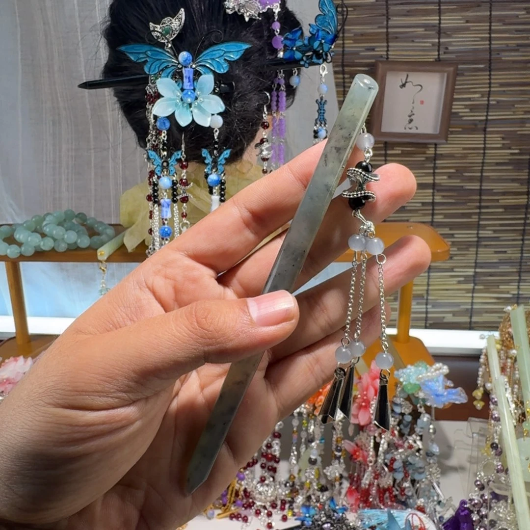 蛇纹石玉合金发饰