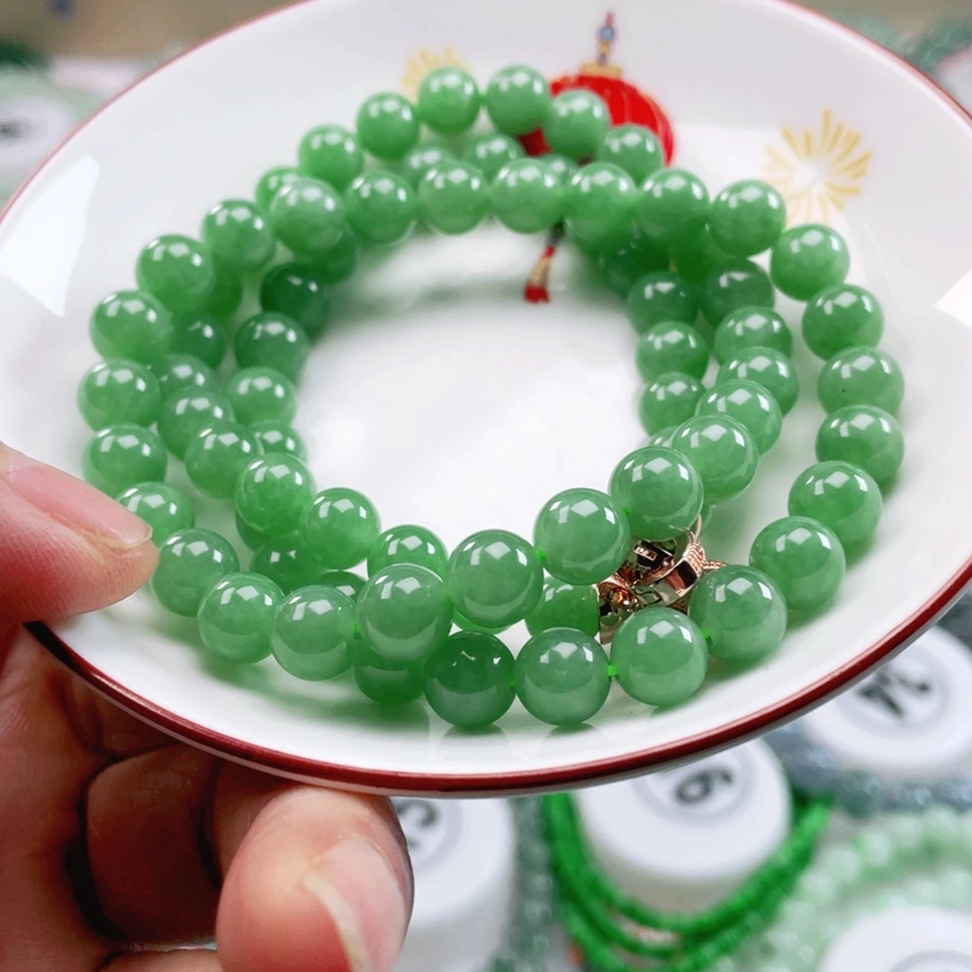 翡翠未镶嵌颈饰天然翡翠项链7.8mm左右