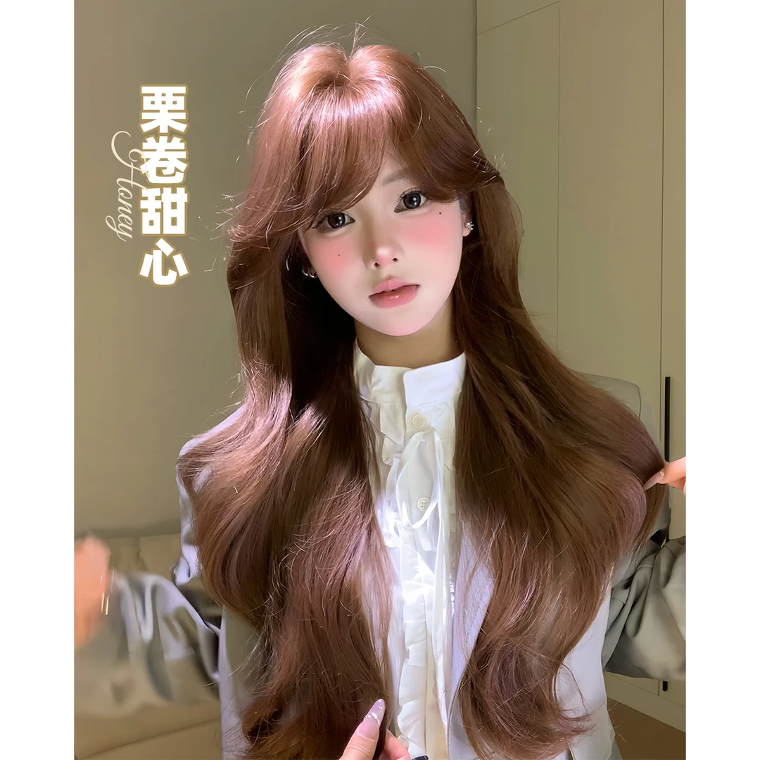【栗卷甜心】束朵假发女焦糖暖棕高层次升级款双层鬓角逼真全头套式