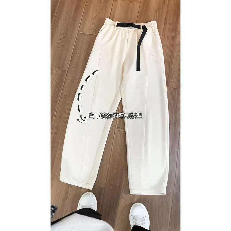 休闲裤秋季运动时尚美式潮牌卫裤男重磅裤子宽松直筒运动弯刀裤