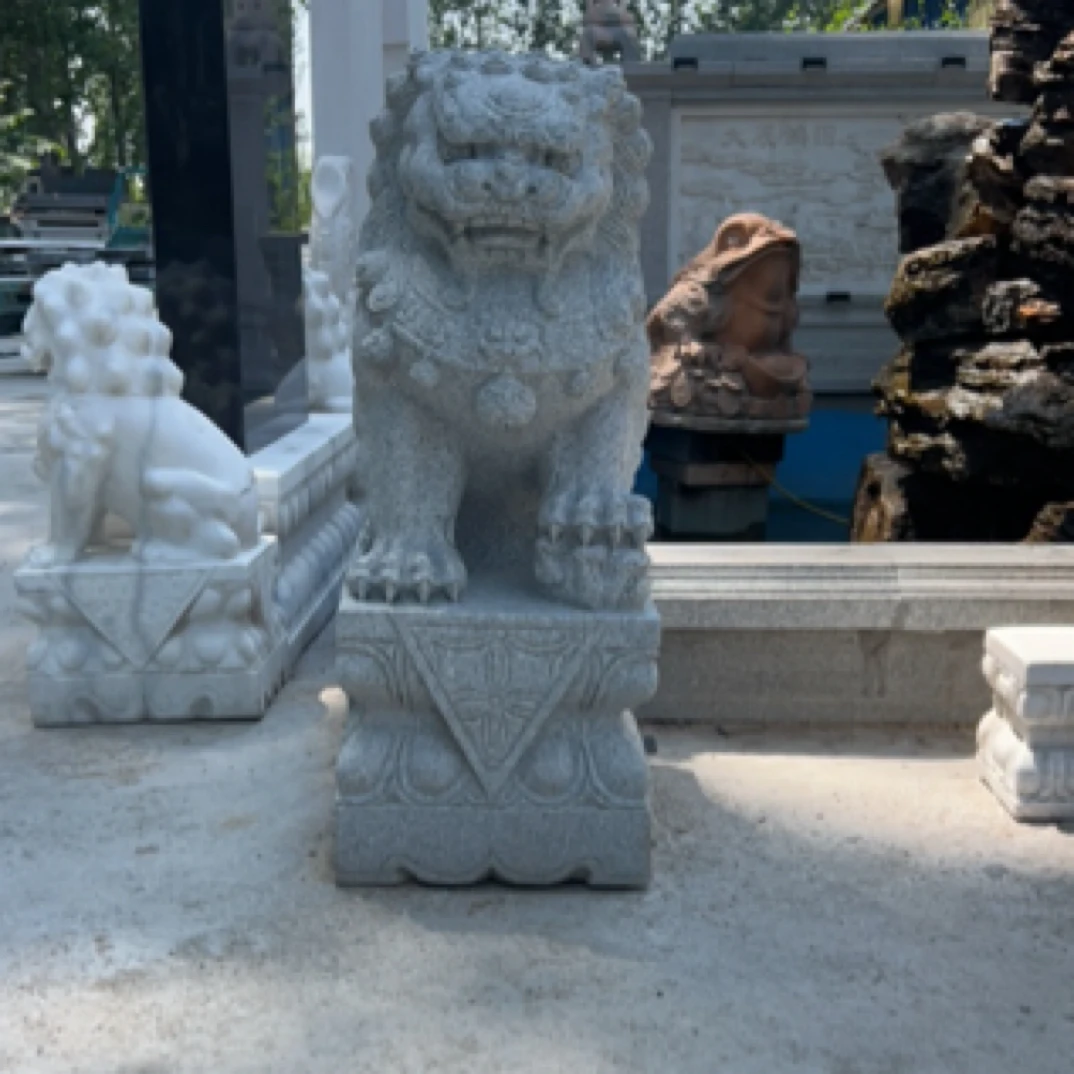 家用大门口天然青石汉白玉石狮子庭院门口装饰雕塑花岗岩石头石雕