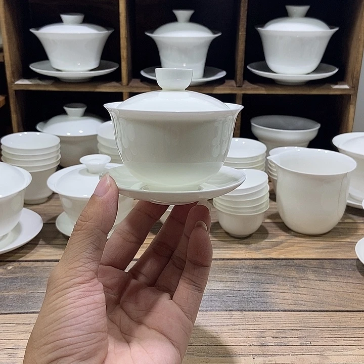 骨瓷小鼓盖碗盖下约100ml
