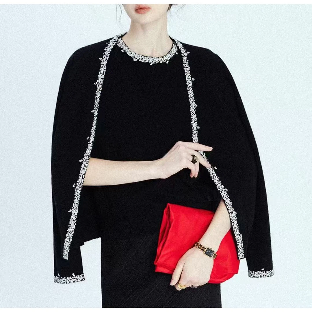 山羊绒/绵羊毛 手工流苏亮葱 重磅3D两件套*lm471