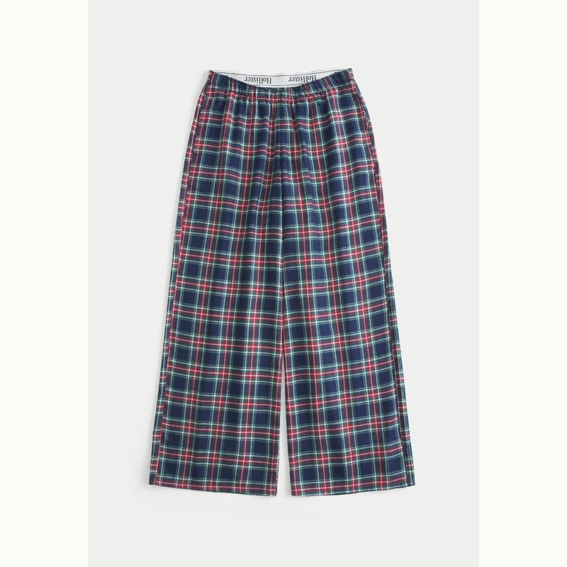 Hollister25秋冬新款法兰绒翻腰LOGO外穿遛弯睡裤女装346-5098