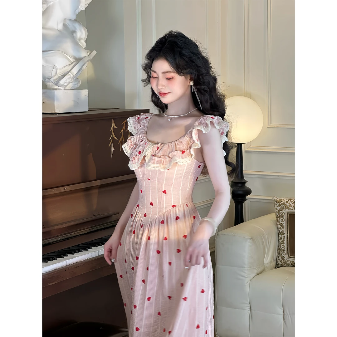 【洛可可裙摆】法式复古甜美夏海边仙女收腰连衣裙-SS296