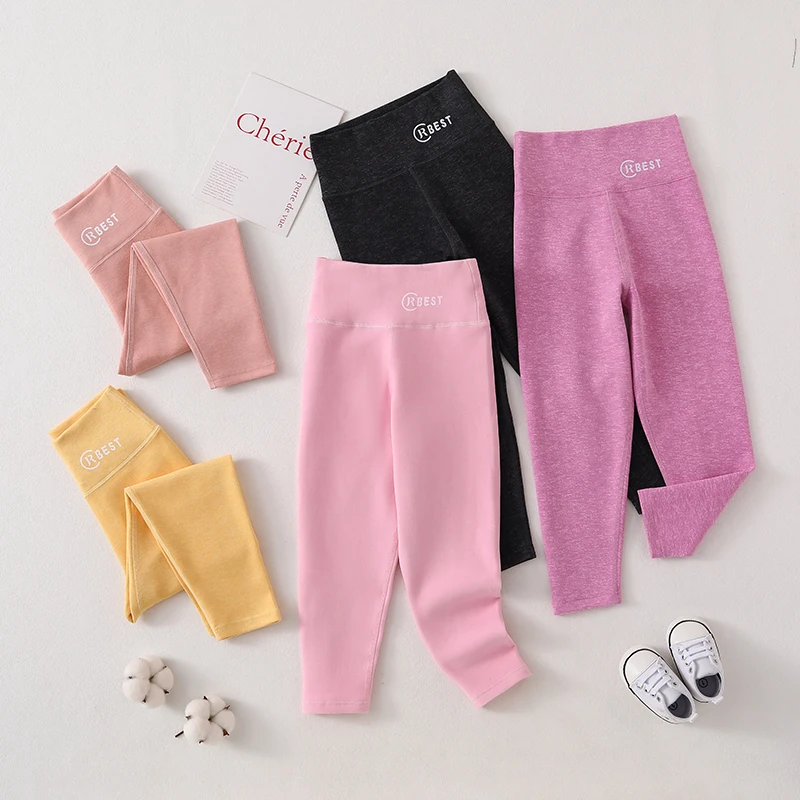 新款儿童羊毛蚕丝保暖打底裤简约纯色款