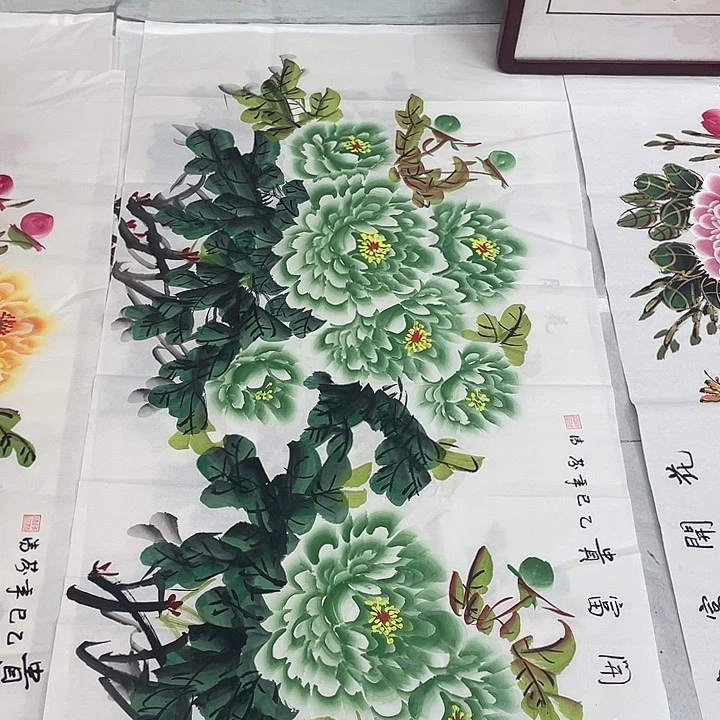 国画国画作品书法作品原稿四尺横幅翡翠