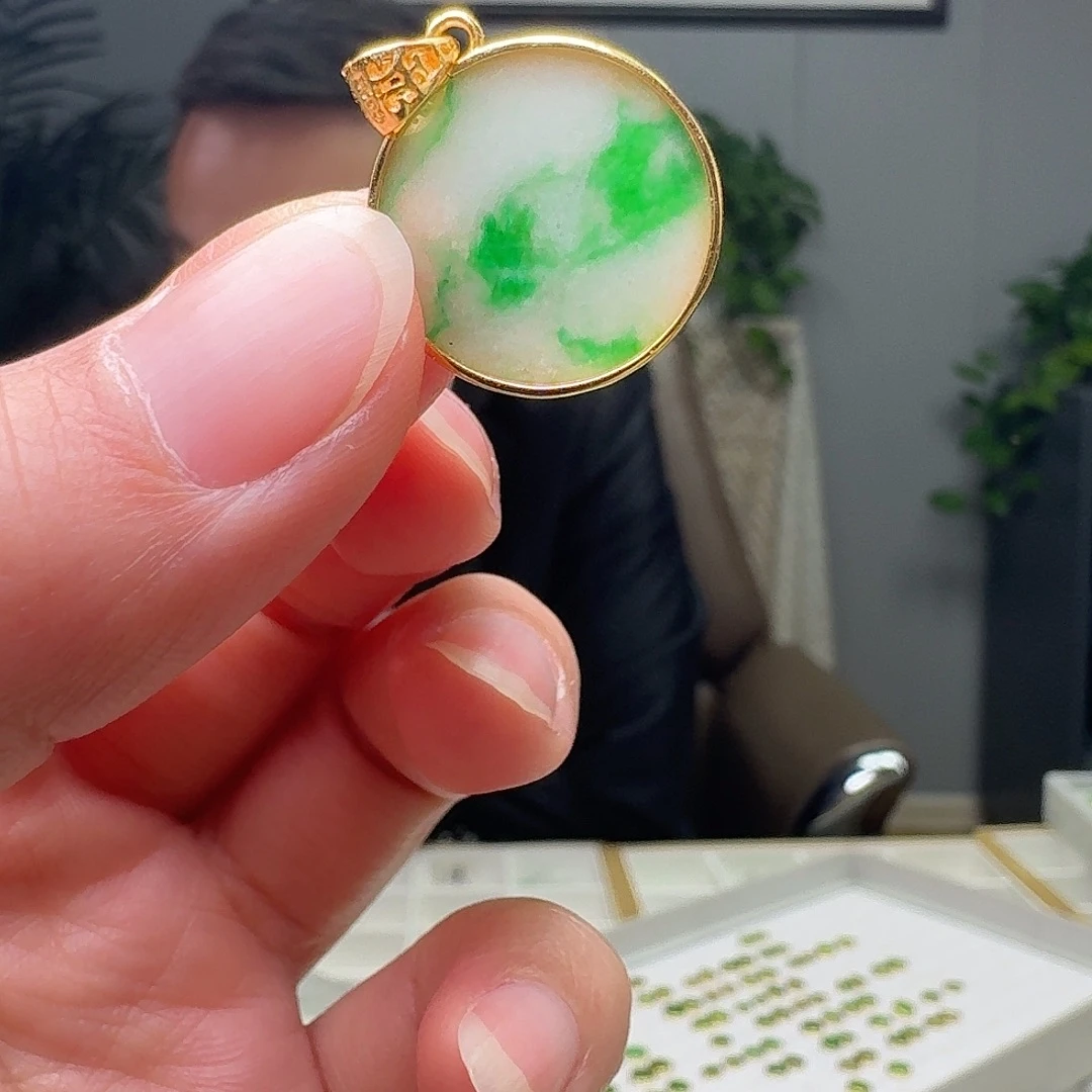 翡翠银S925镶嵌吊坠(不含链)天然