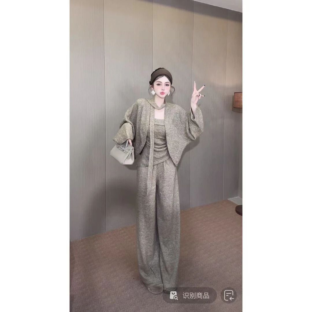 DACPAN-“白女三分甜”针织三件套 内搭+外套+长裤 2025/盼·PP 9990