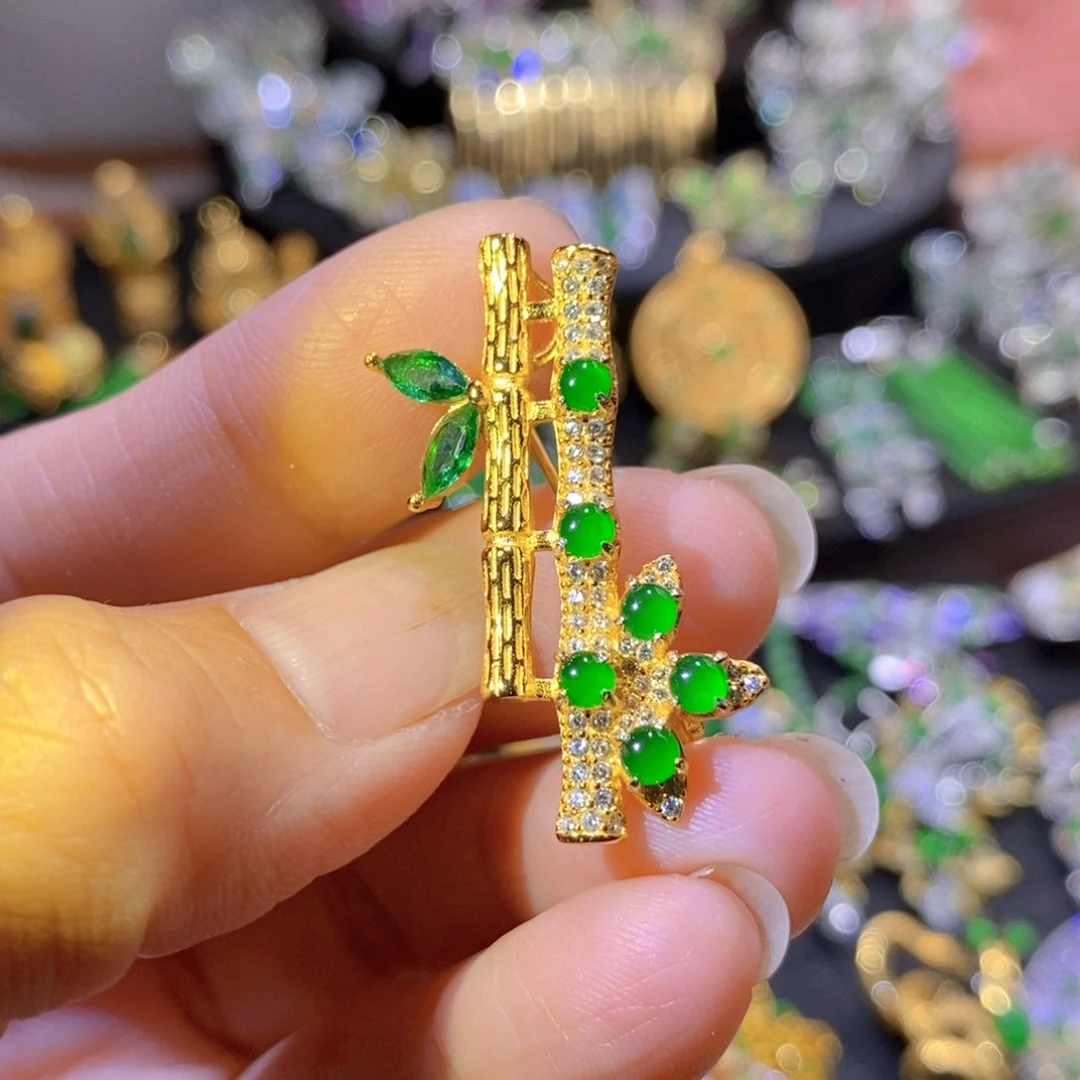 吊坠(不含链)银S925镶嵌翡翠