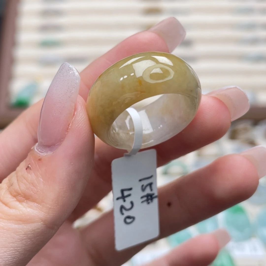 翡翠未镶嵌戒圈a31港圈15牛奶焦糖布丁墩墩