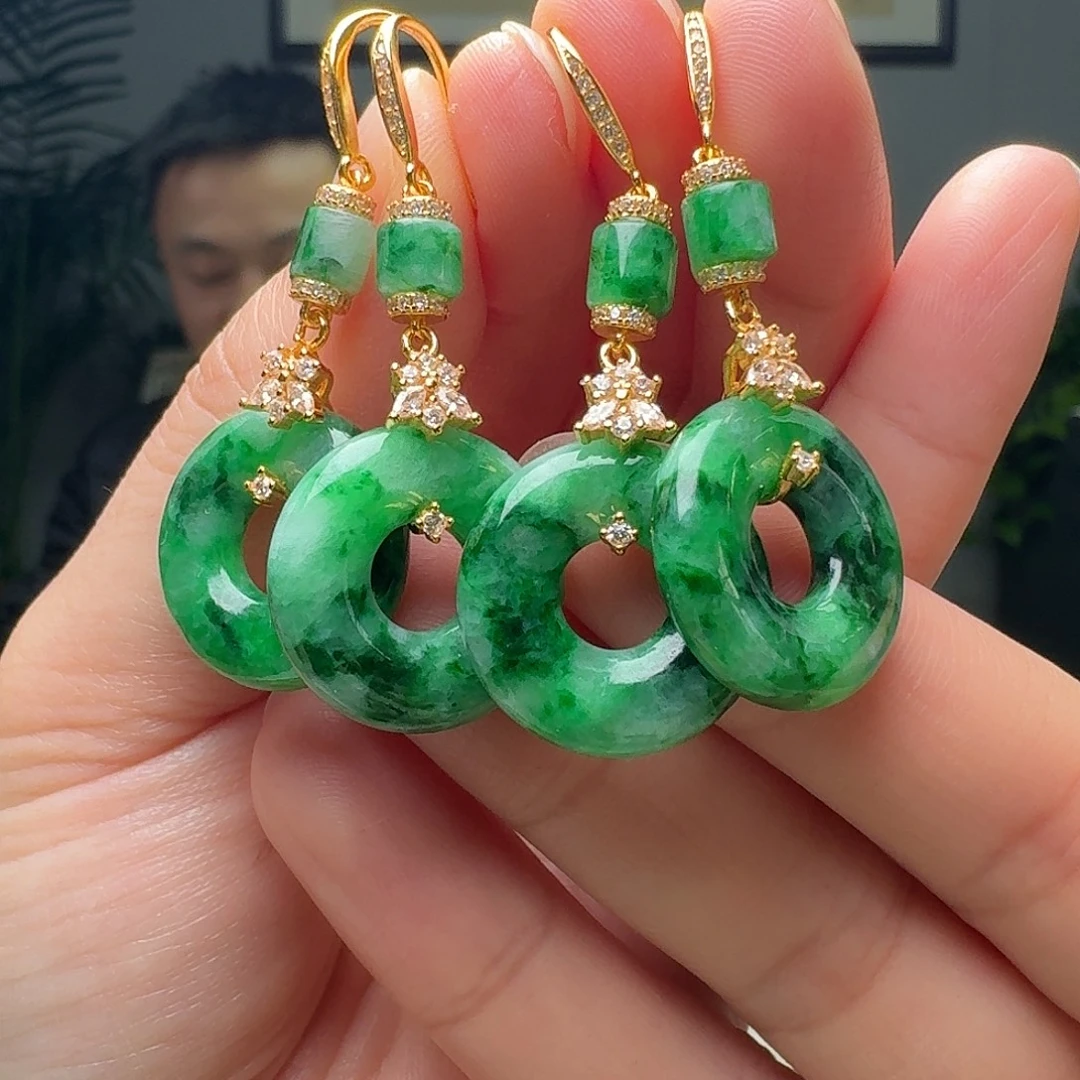 翡翠银S925镶嵌耳饰多样性发货其一