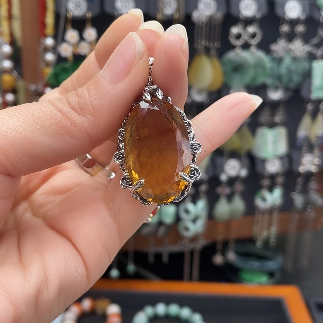 黄晶戒指银S925镶嵌?****࿐818gjkjjhhj