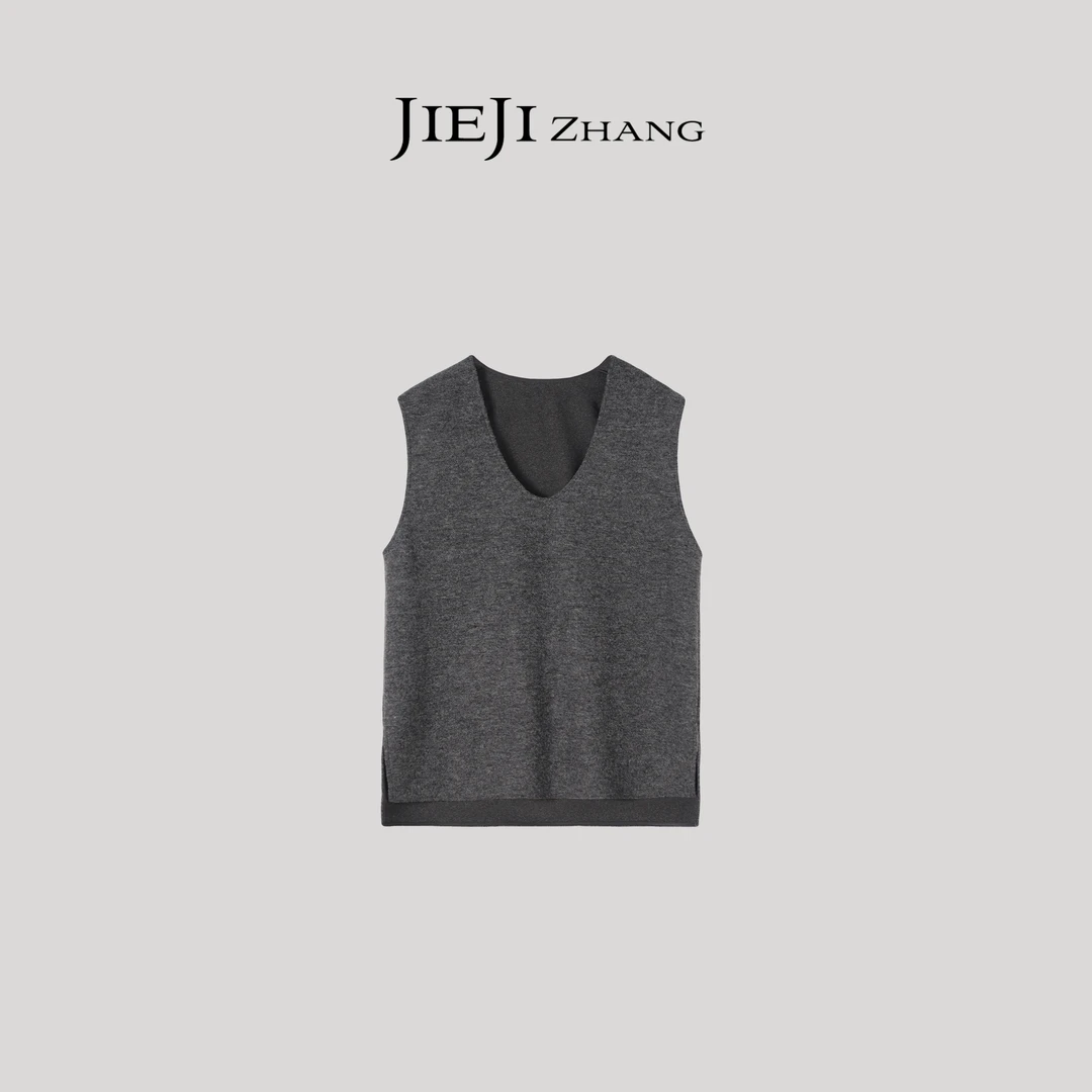 【JIEJI ZHANG】高级定制秋冬时尚百搭羊毛醋酸背心350924