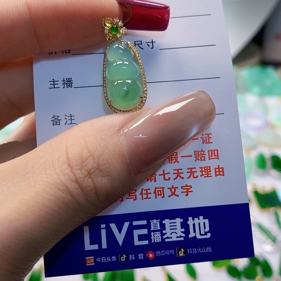 果***丁翡翠18K金镶嵌颈饰翡翠