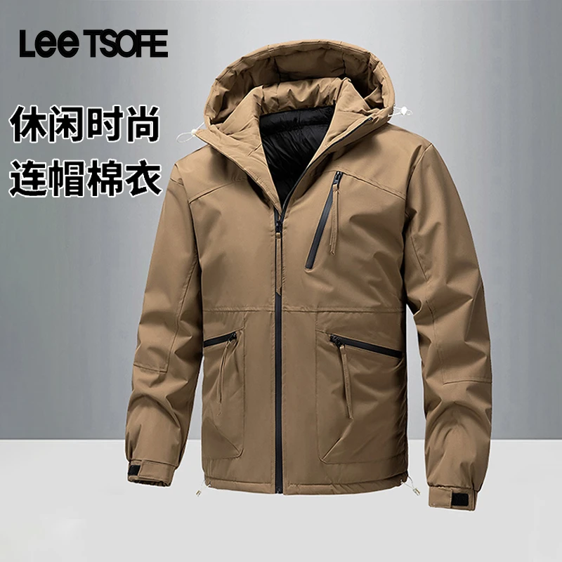 LEE TSOFE2025冬季男士防泼水棉服新款潮流户外宽松连帽保暖外套