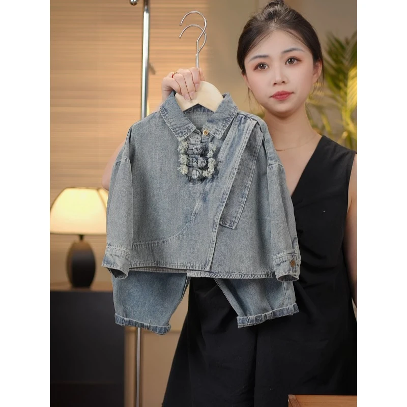 2025春季新款儿童潮流时尚牛仔休闲外套23559