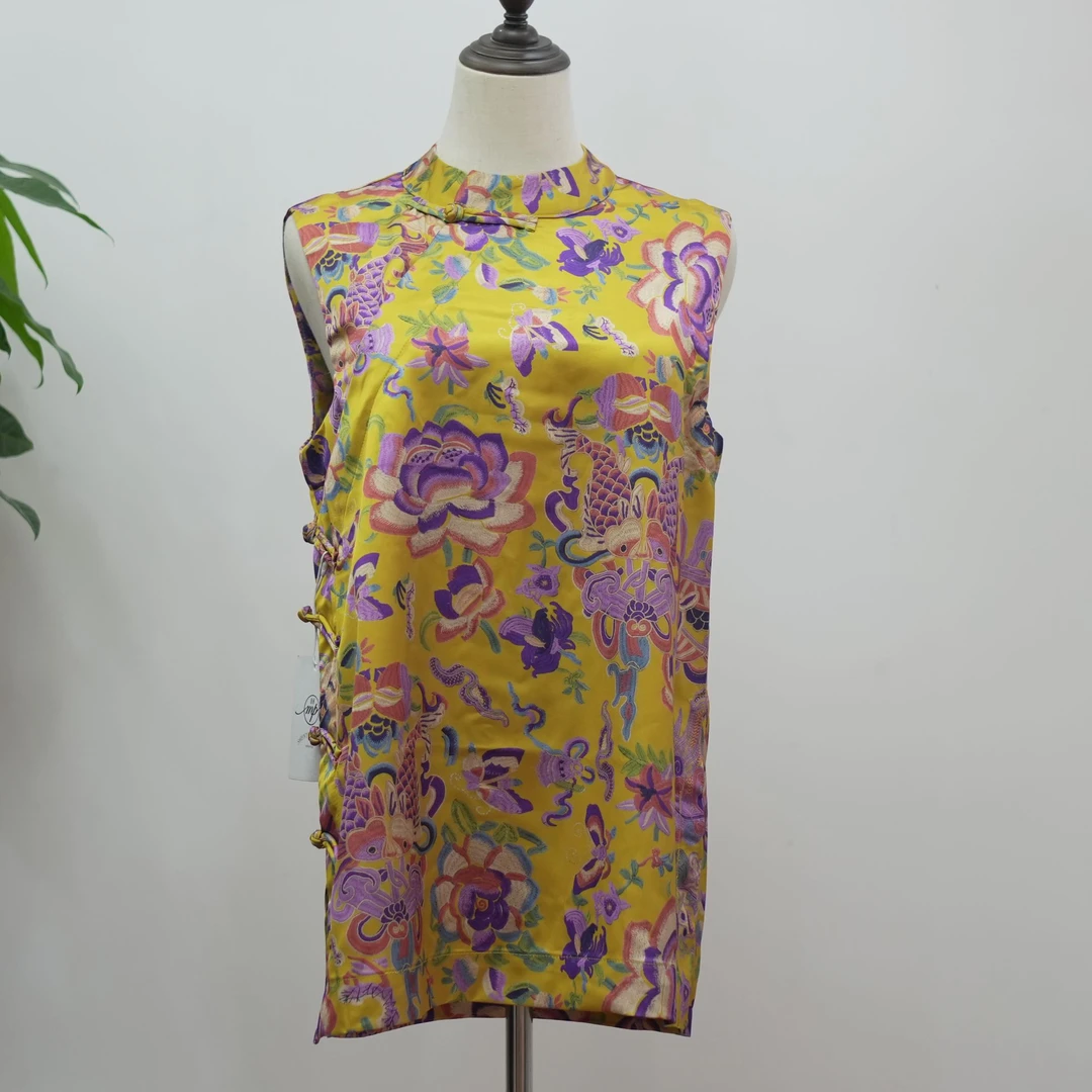 【金鱼莲】薄款上衣见外包装立领民族风圆领休闲印花女士马夹