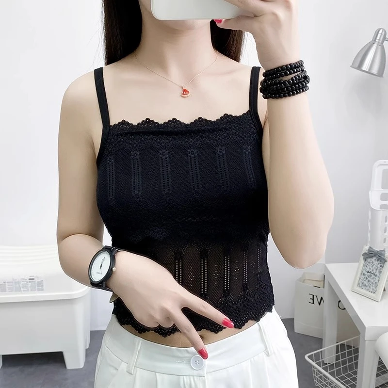 黑色蕾丝气质吊带背心内搭防走光打底外穿高贵上档次抹胸裹胸上衣