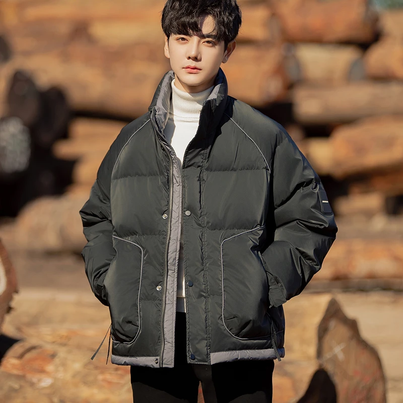 高档男士立领羽绒服男2025冬季新款加厚保暖休闲90白鸭绒冬装外套