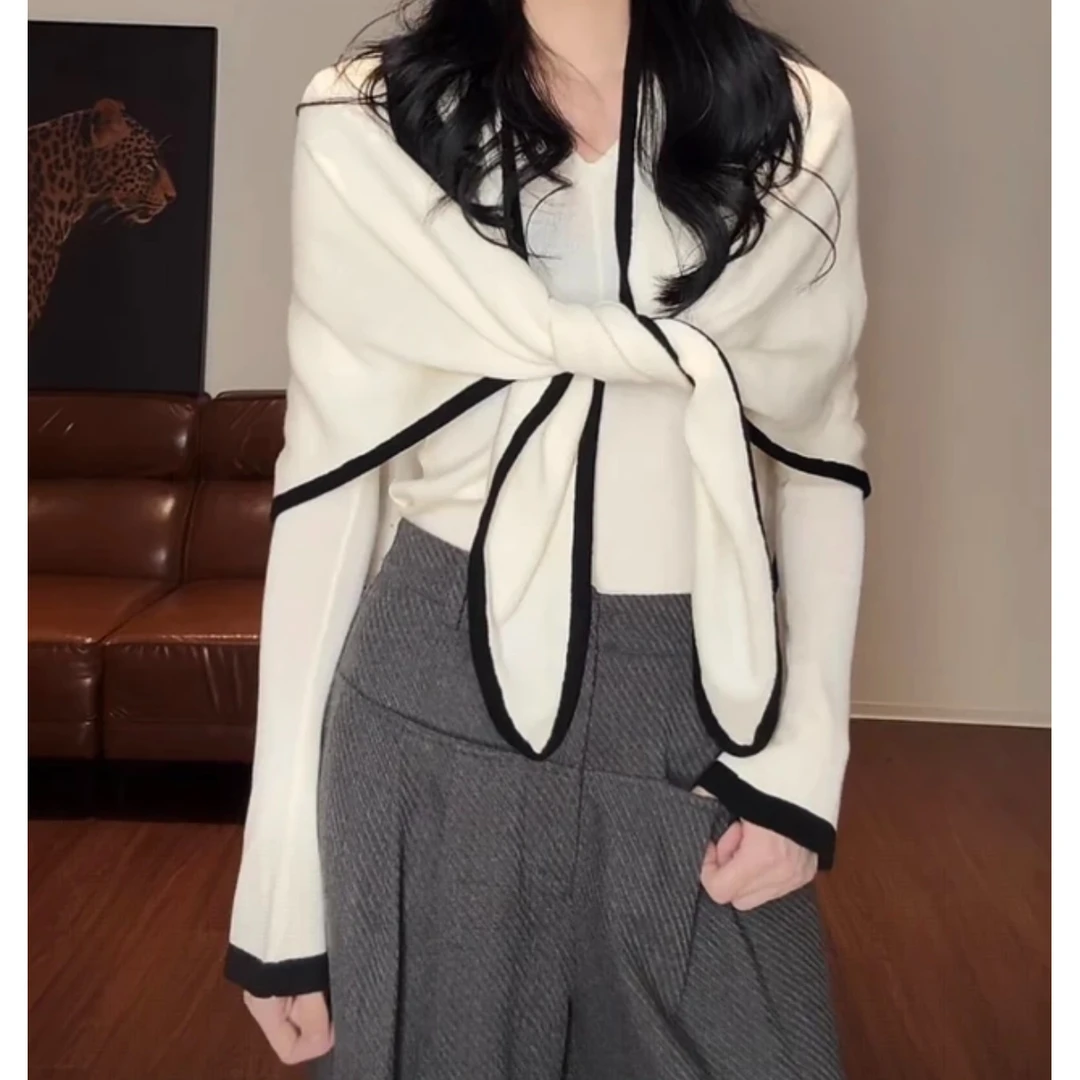 ZOUYASHIFA 真两件三角披肩设计感针织衫 YSA89176洋气衣服女女装