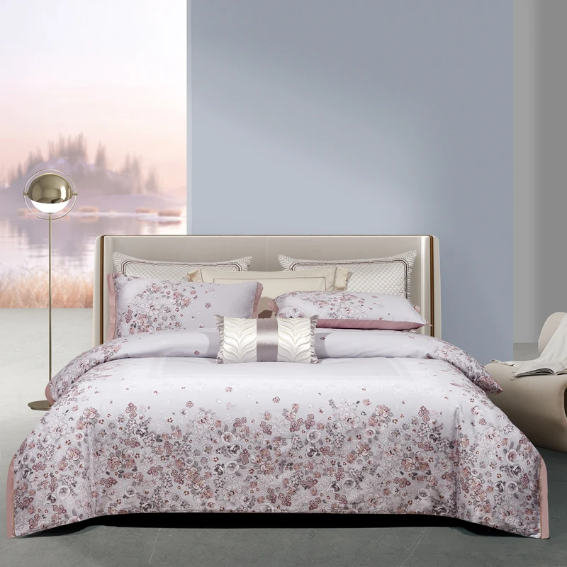 缤纷花语私人高定棉色织提花长绒棉四件套家纺床上用品套件