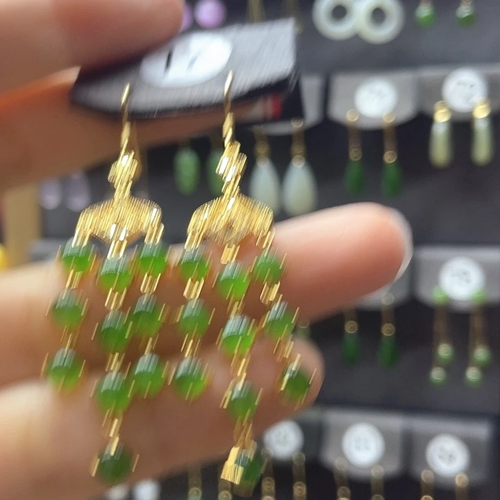 和田玉银S925镶嵌耳饰